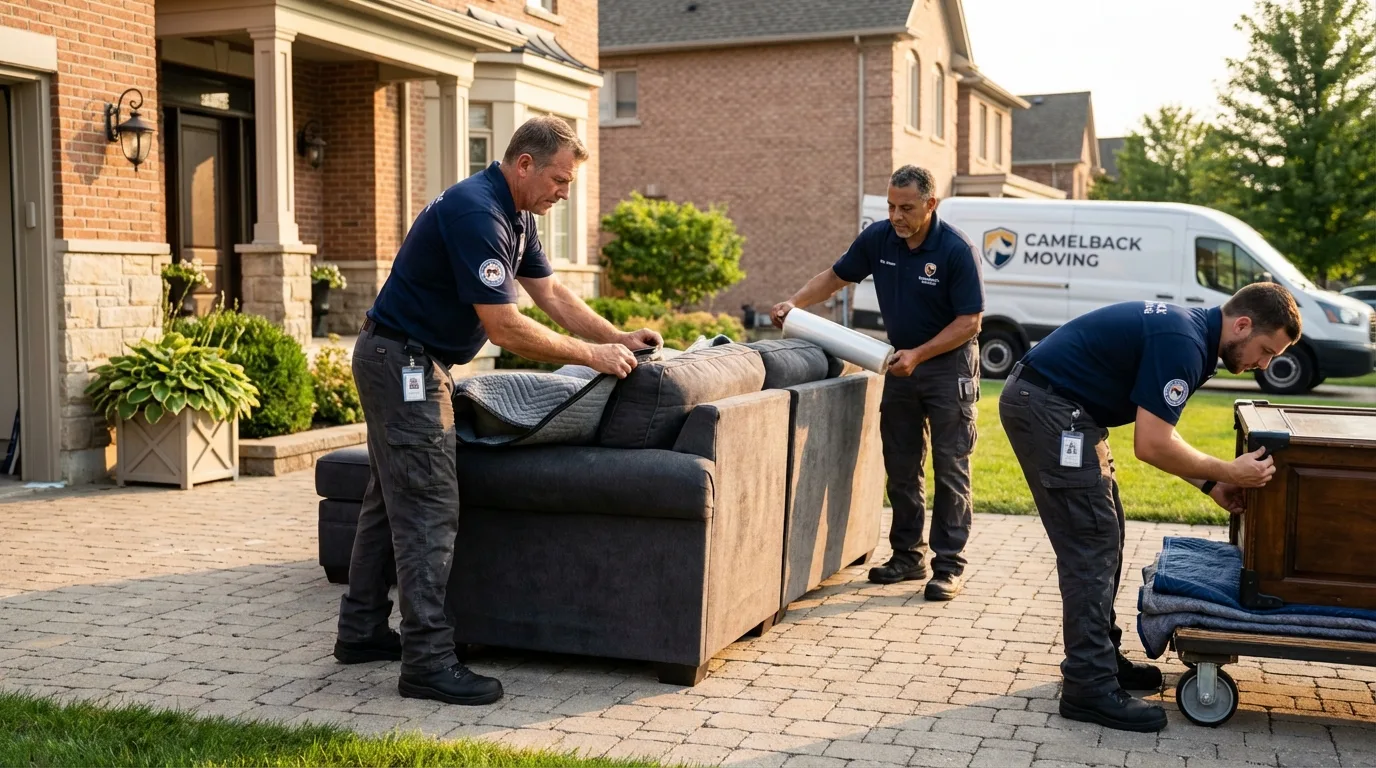 Large estate moving crew wrapping furniture in Selma, AL